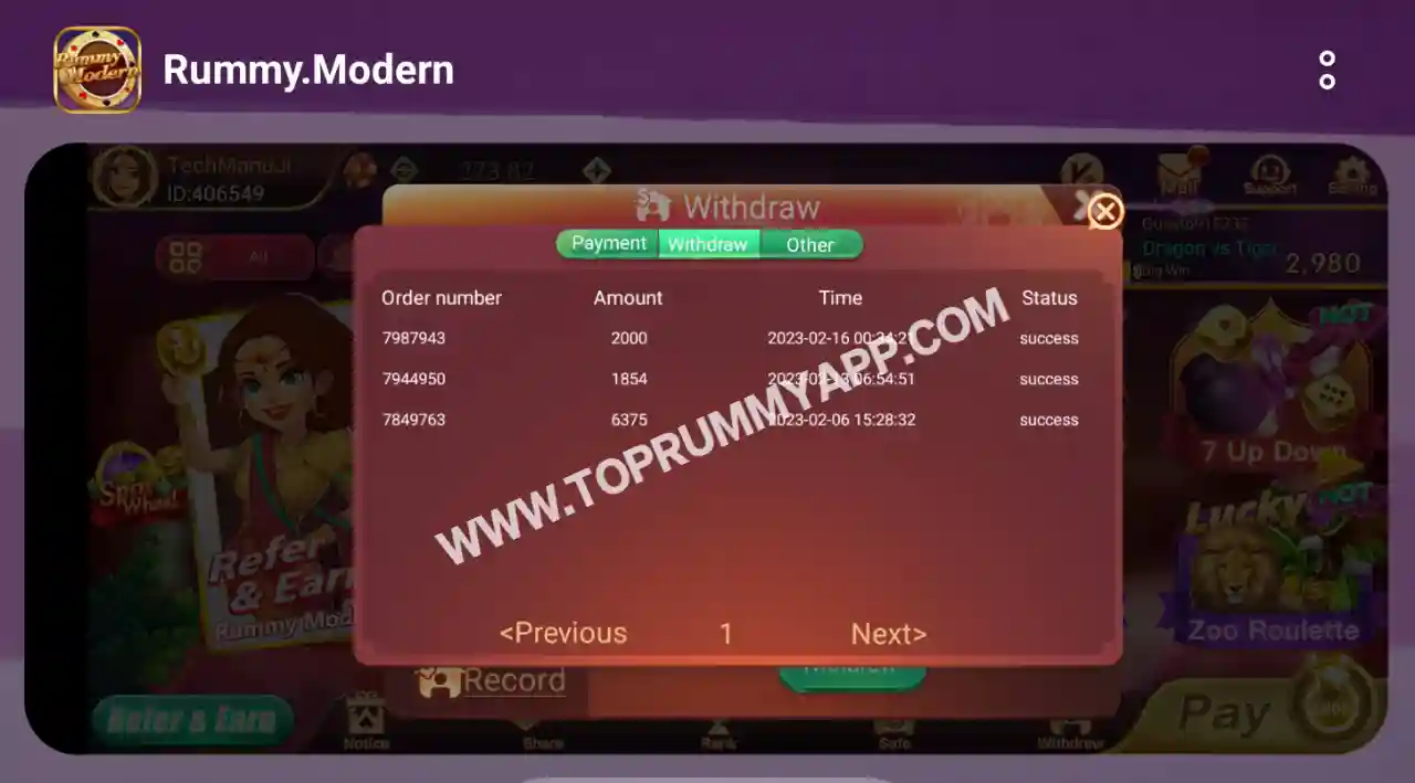 Rummy Modern App Payment Proof Top Rummy App